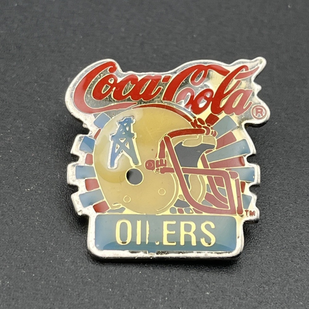 Vintage Coca-Cola Coke Houston Oilers Helmet NFL Football Lapel‎ Hat Pin